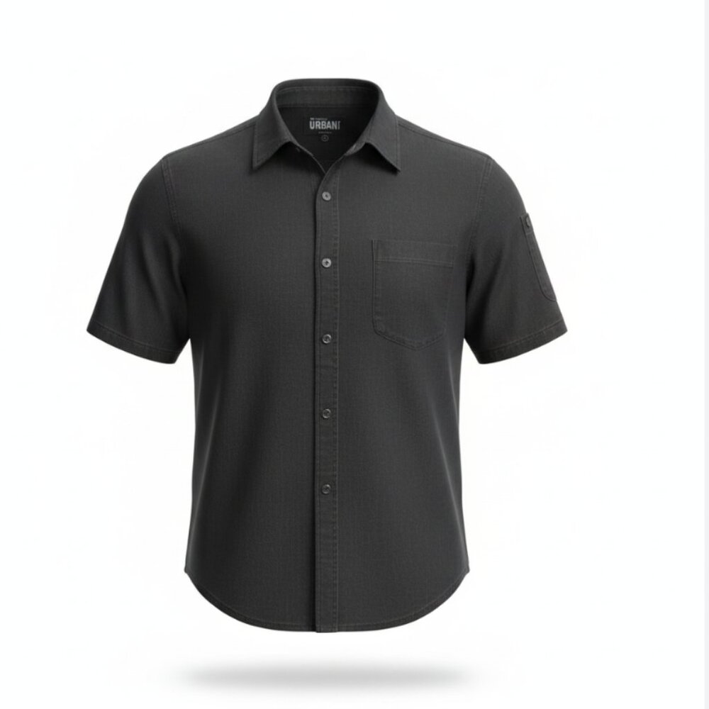 Chef Works Urban Collection Chef Shirt L Black Short Sleeve Culinary EUC